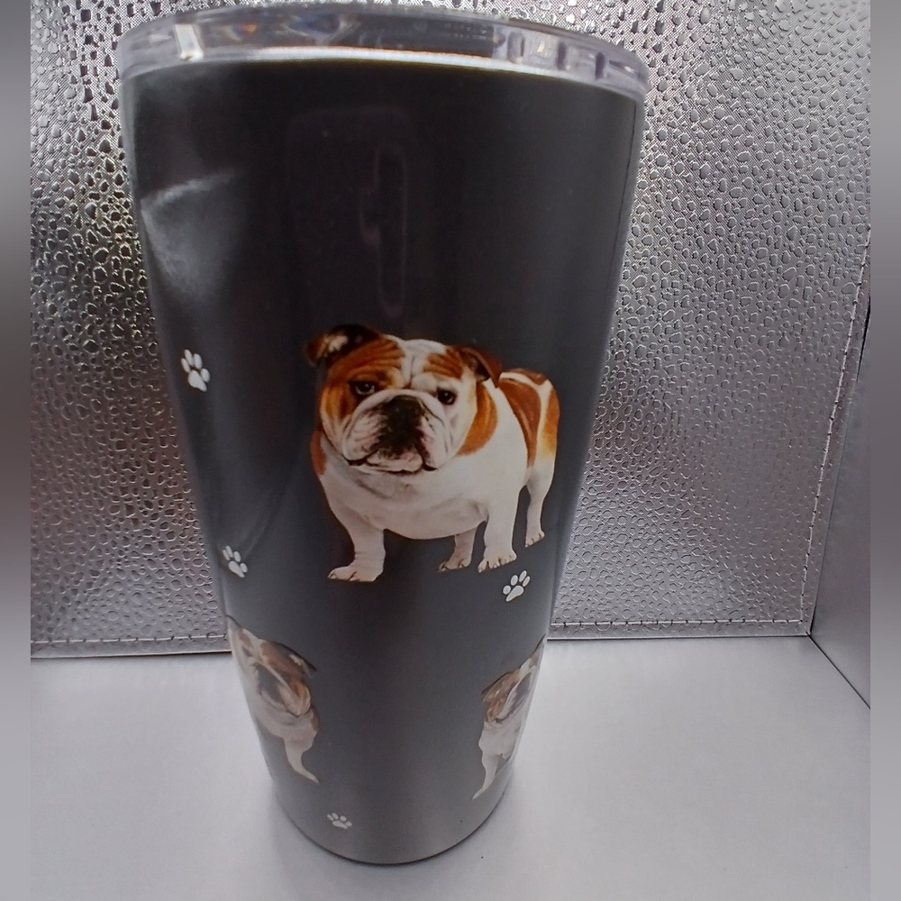 Serengeti Bulldog Print 20oz Stainless Tumbler - Black.  FF#346